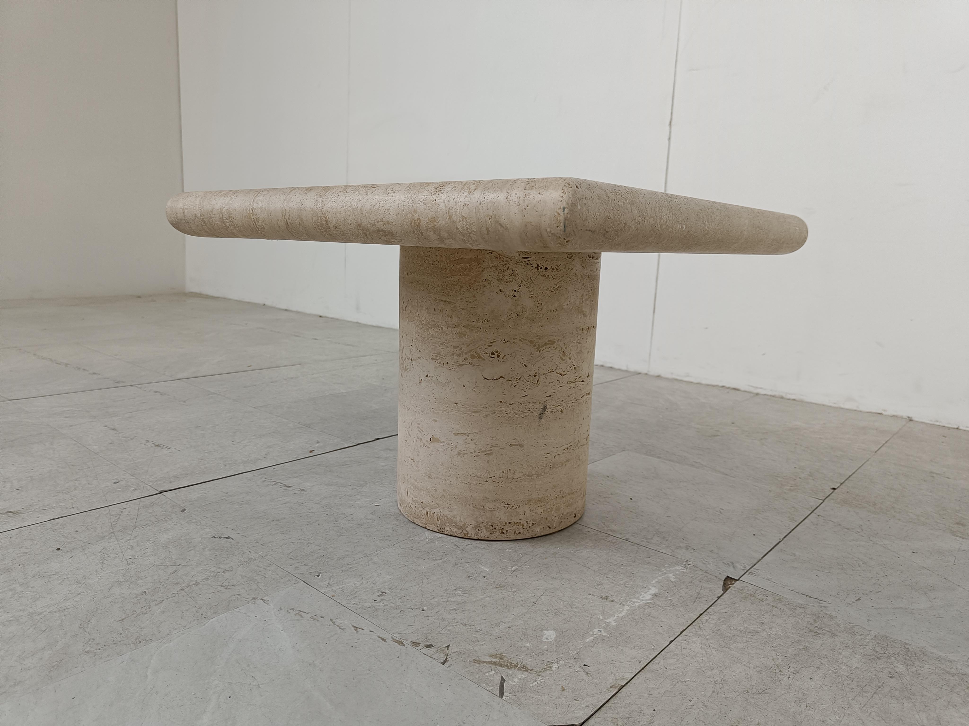 Angelo Mangiarotti Travertine side Table for Up&Up, Italy 3
