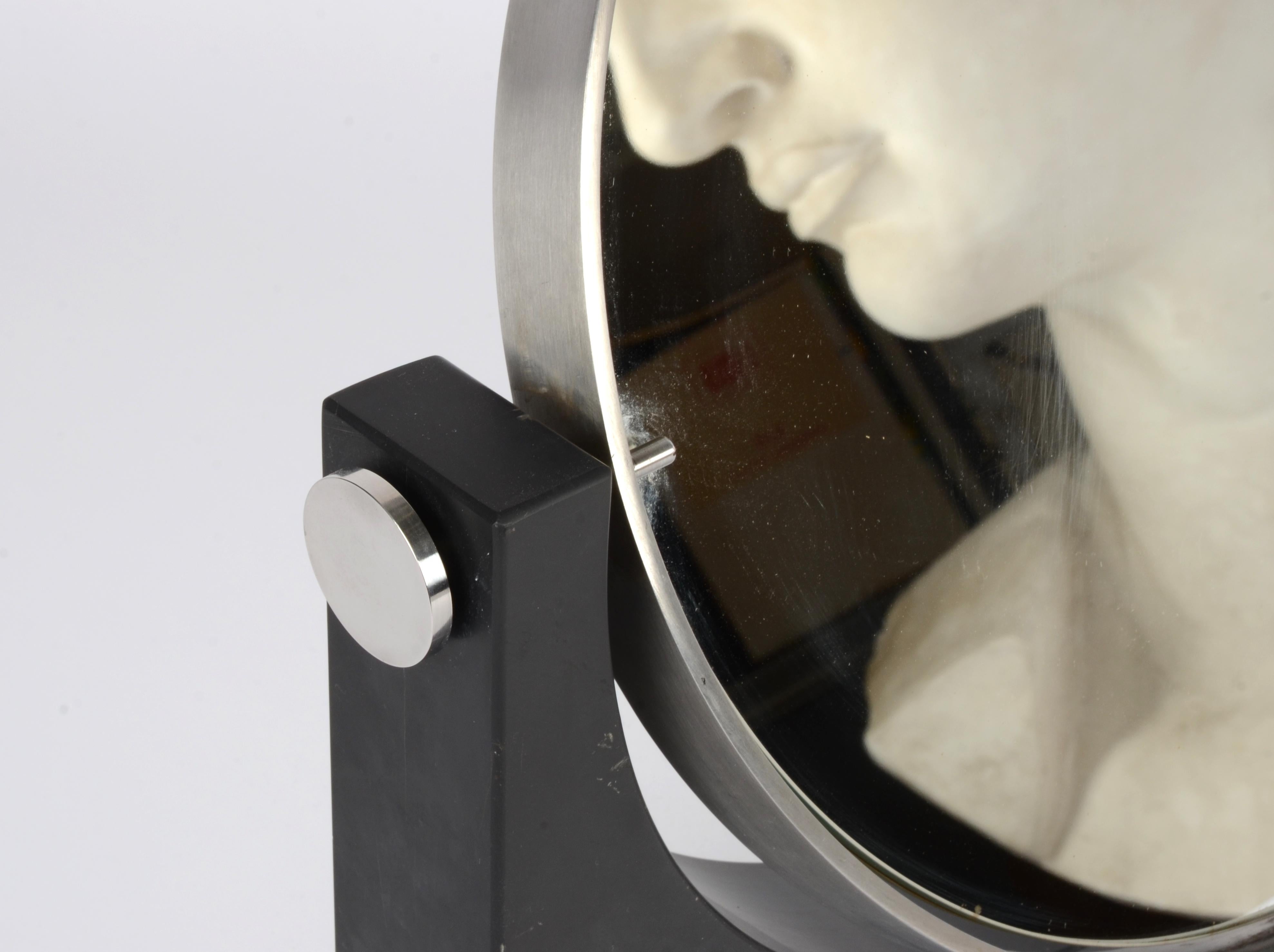 Stainless Steel Angelo Mangiarotti, Vanity Mirror, Italy 1970s For Sale