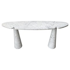 Angelo Mangiarotti White Carrara Marble Eros Console Table for Skipper