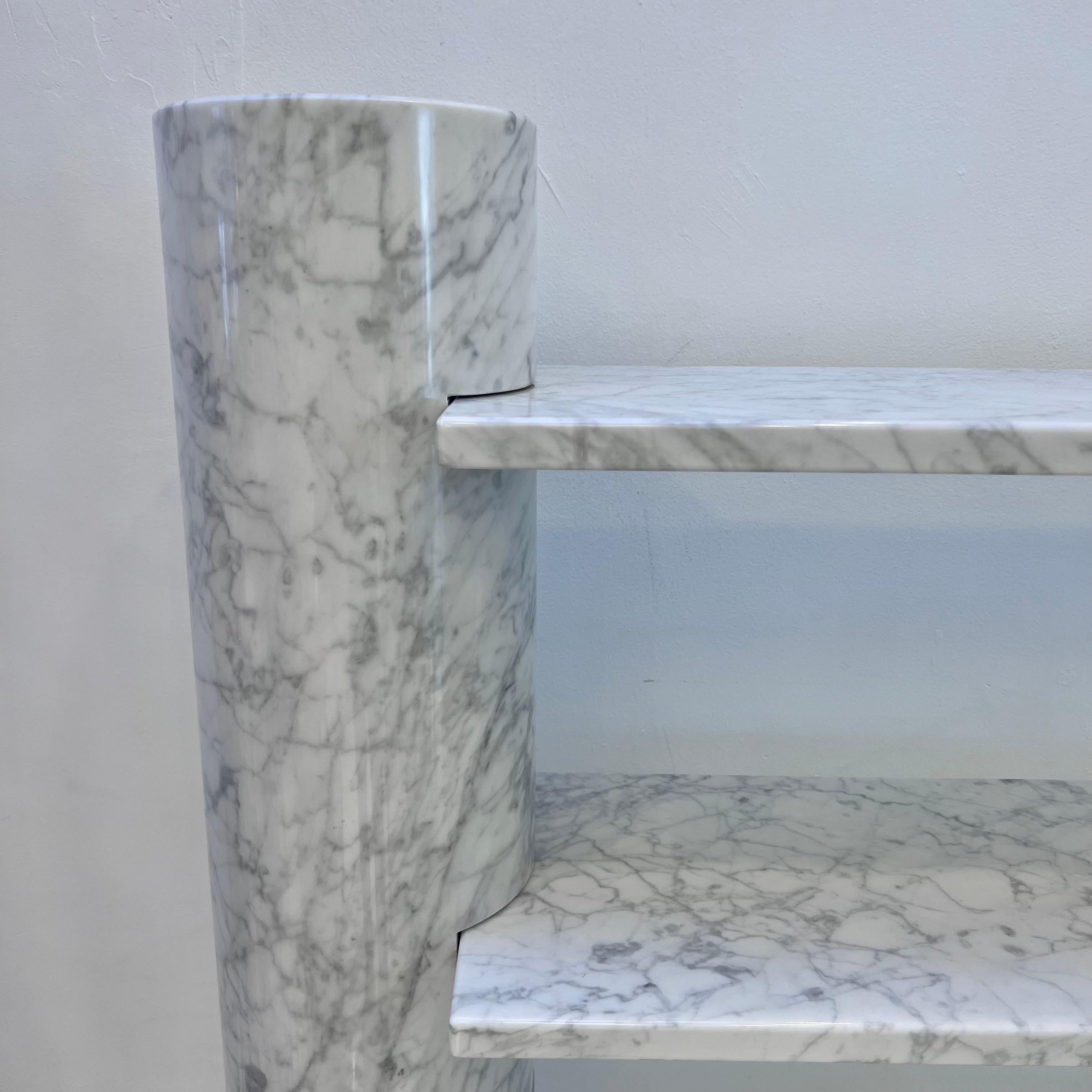 Angelo Mangiarotti White Carrara Marble 'Loico' Bookshelf, 1970s Italy 1