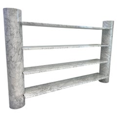 Vintage Angelo Mangiarotti White Carrara Marble 'Loico' Bookshelf, 1970s Italy