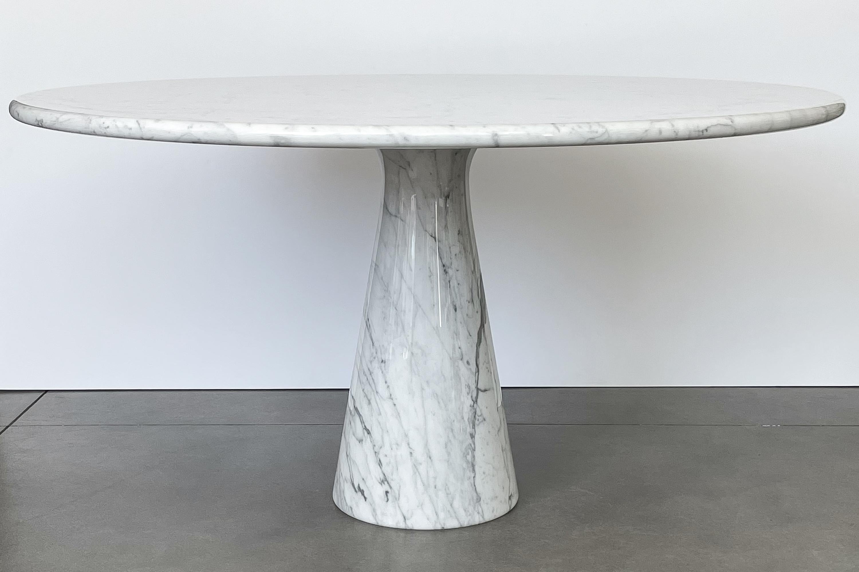 Mid-Century Modern Angelo Mangiarotti White Carrara Marble M1 Dining Table for Skipper