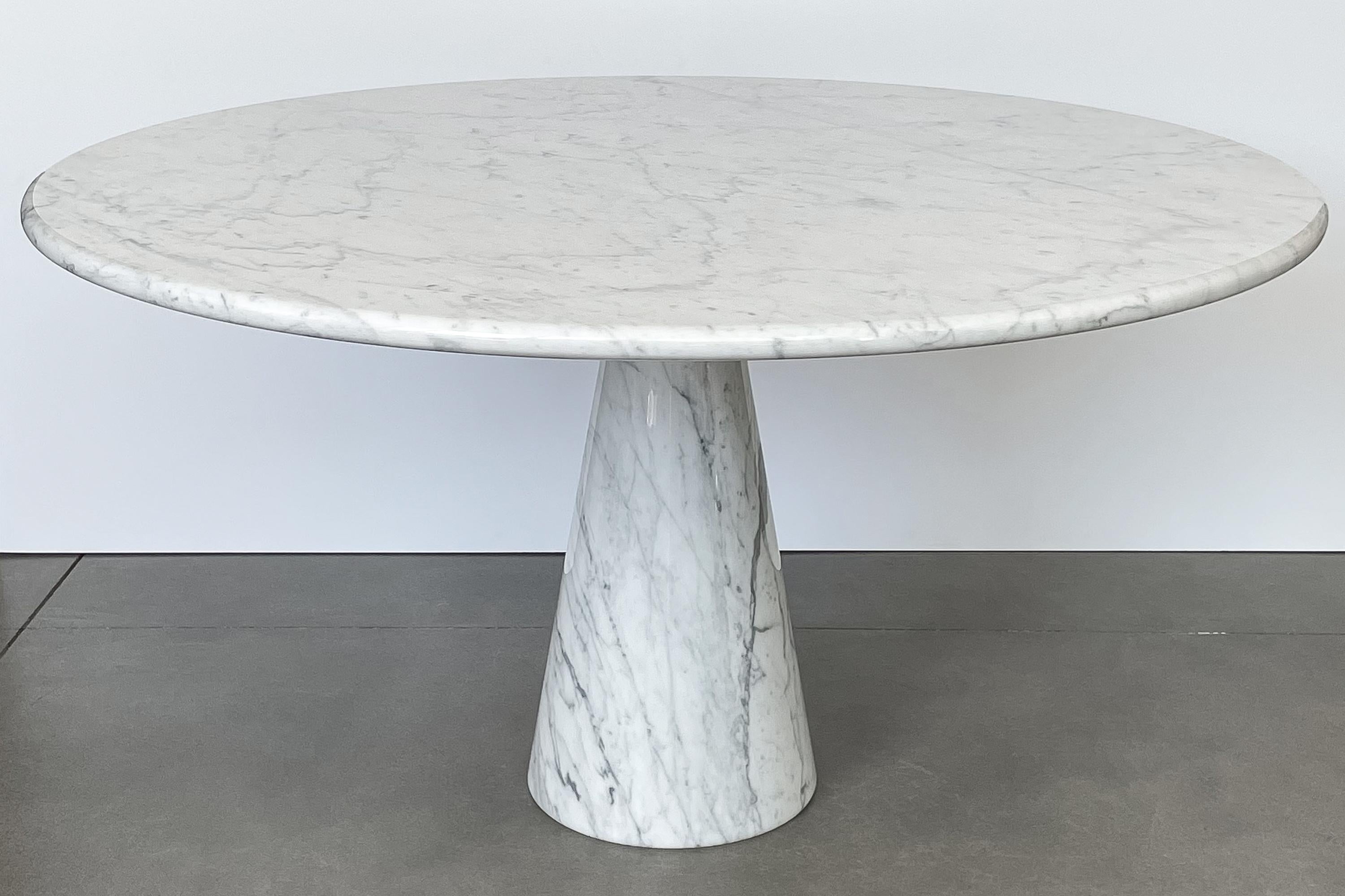 Italian Angelo Mangiarotti White Carrara Marble M1 Dining Table for Skipper