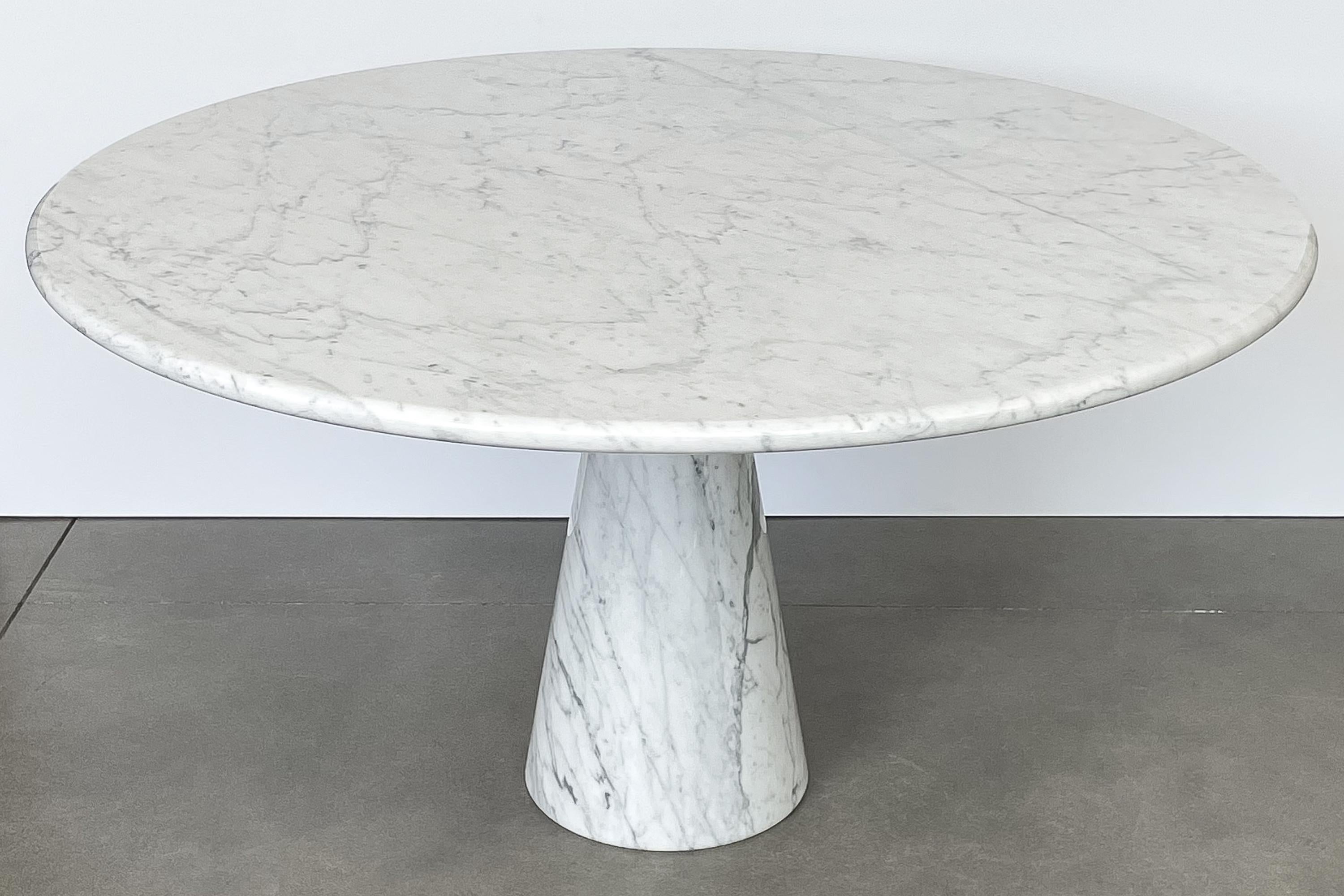 Polished Angelo Mangiarotti White Carrara Marble M1 Dining Table for Skipper