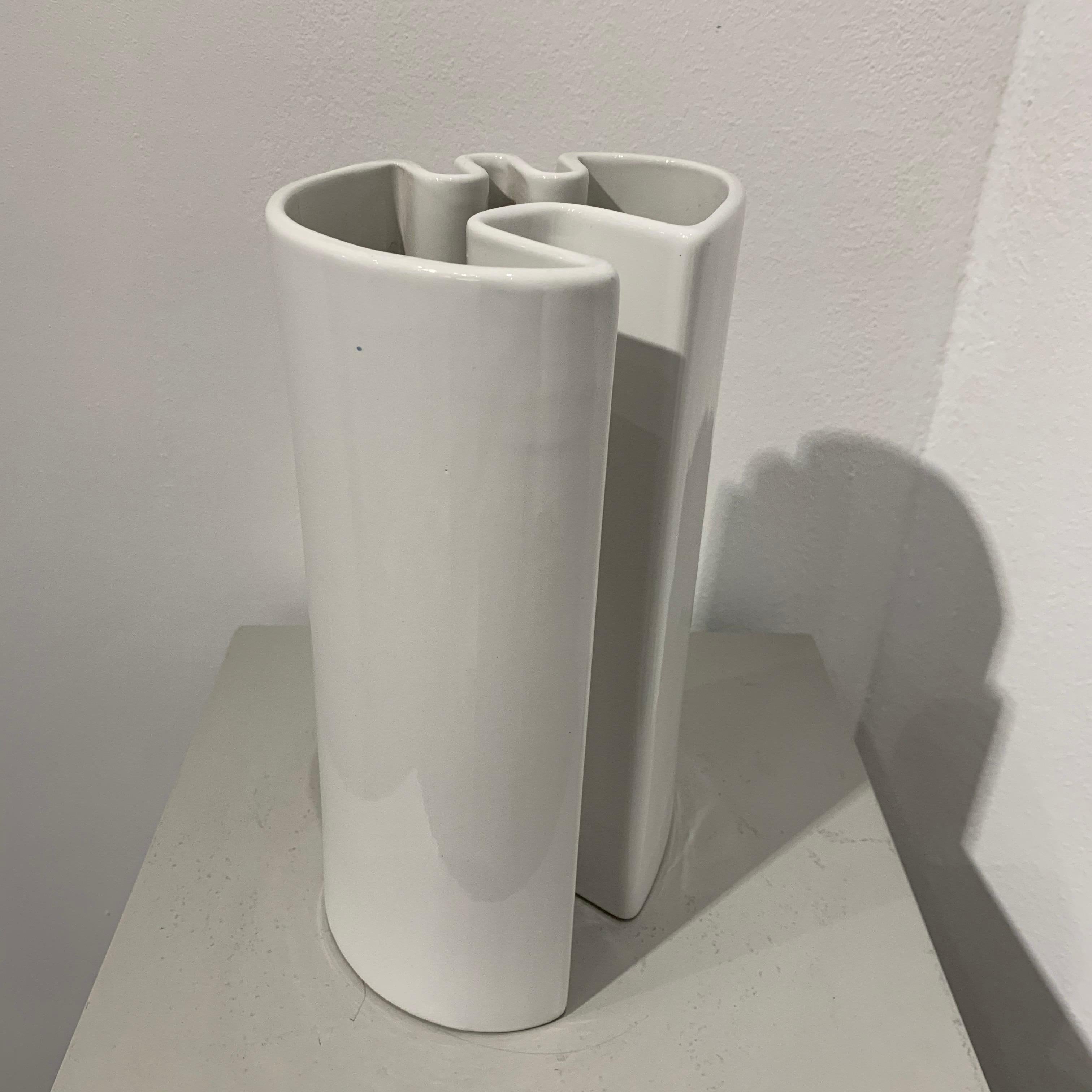 Italian Angelo Mangiarotti White Ceramic Vase, 1960s