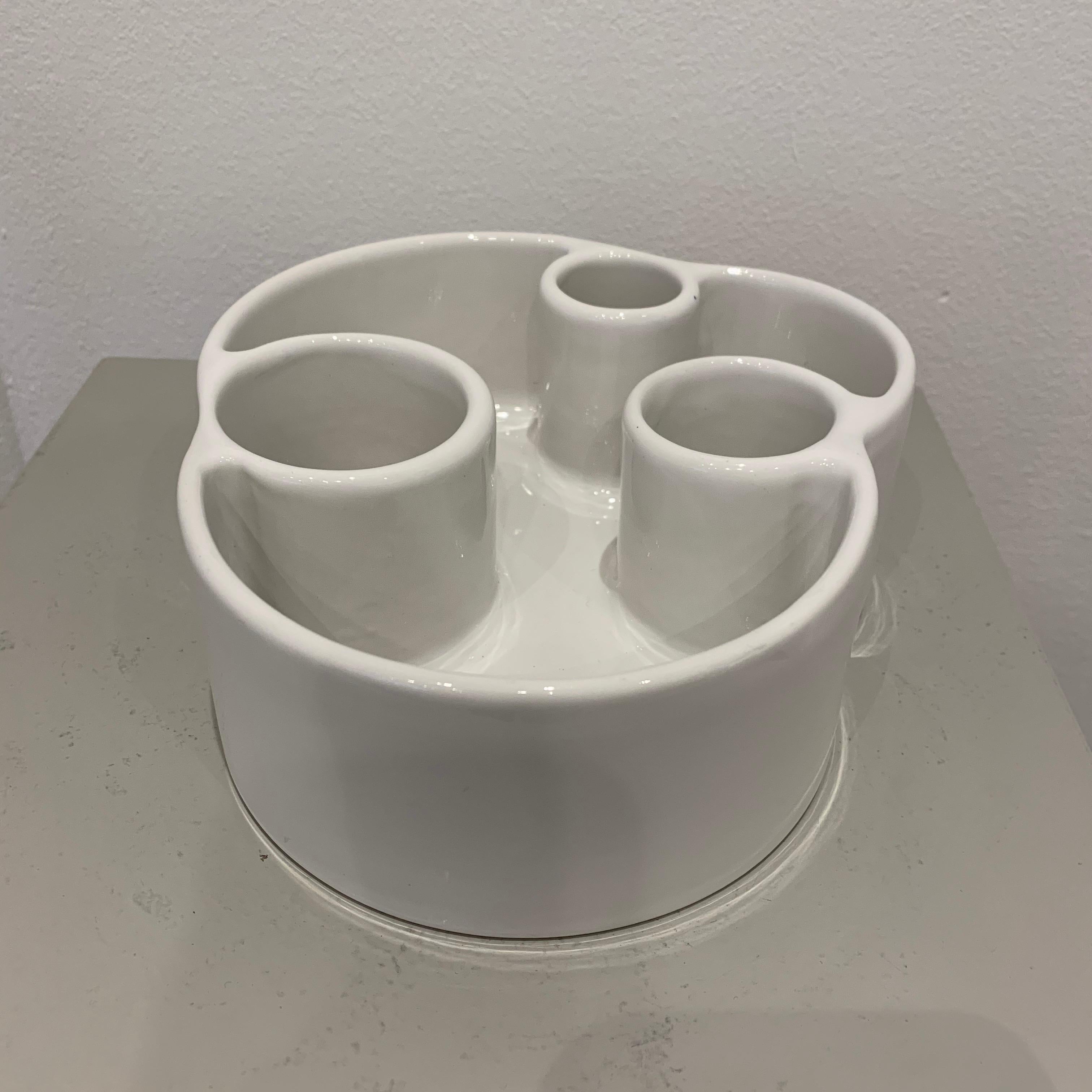 Mid-20th Century Angelo Mangiarotti White Ceramic Vase, 1960s For Sale