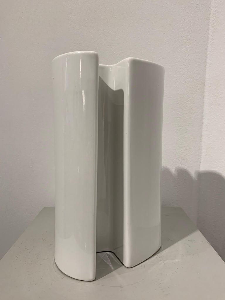 Angelo Mangiarotti White Ceramic Vase, 1960s at 1stDibs