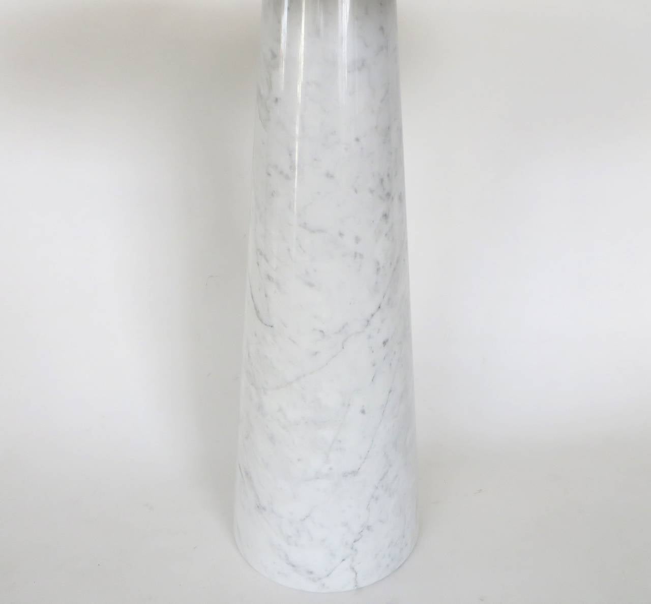 Angelo Mangiarotti White Italian Carrara Marble High Side Table Eros Series 4