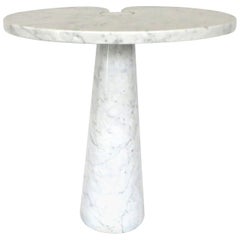 Angelo Mangiarotti White Italian Carrara Marble High Side Table Eros Series