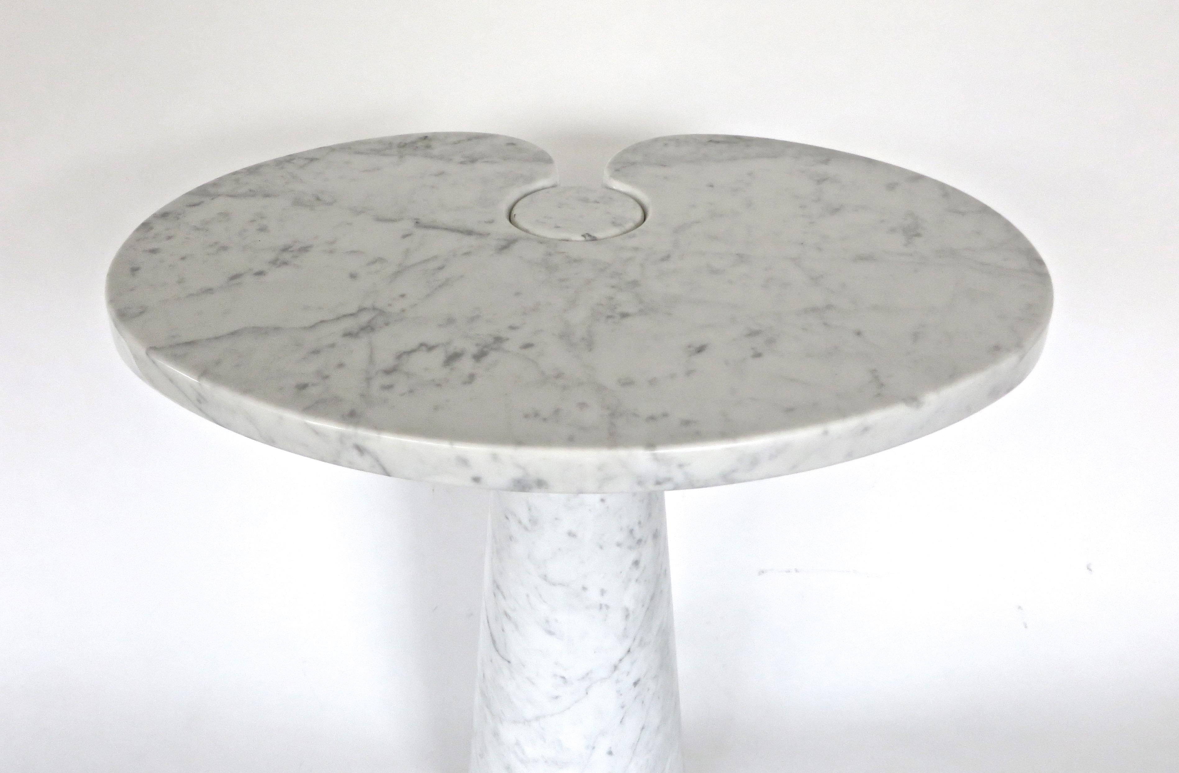 Late 20th Century Angelo Mangiarotti White Italian Carrara Marble Side Table Eros High Model
