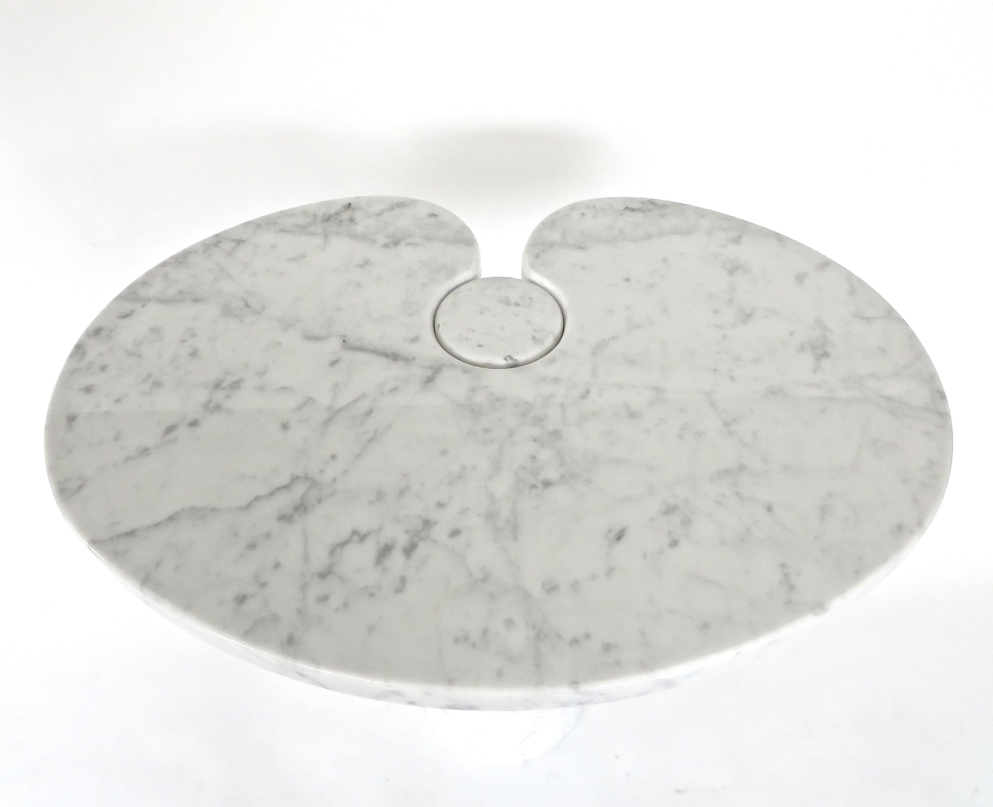 Angelo Mangiarotti White Italian Carrara Marble Side Table Eros High Model 1