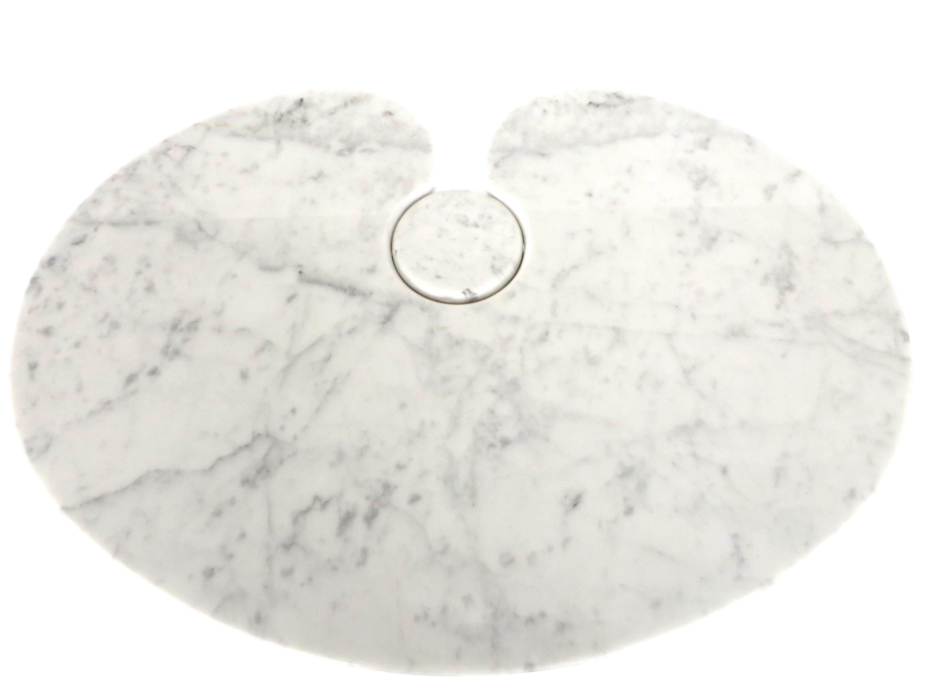 Angelo Mangiarotti White Italian Carrara Marble Side Table Eros High Model 2