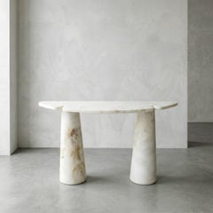 Angelo Mangioratti Stil Weißer Zucker Konsolentisch - Marmor Flurtisch