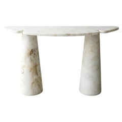 Angelo Mangioratti Stil Weißer Zucker Konsolentisch - Marmor Flurtisch