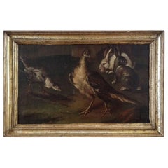 Late 17th/early 18th century Italian painting of a group of Partridges and Hares