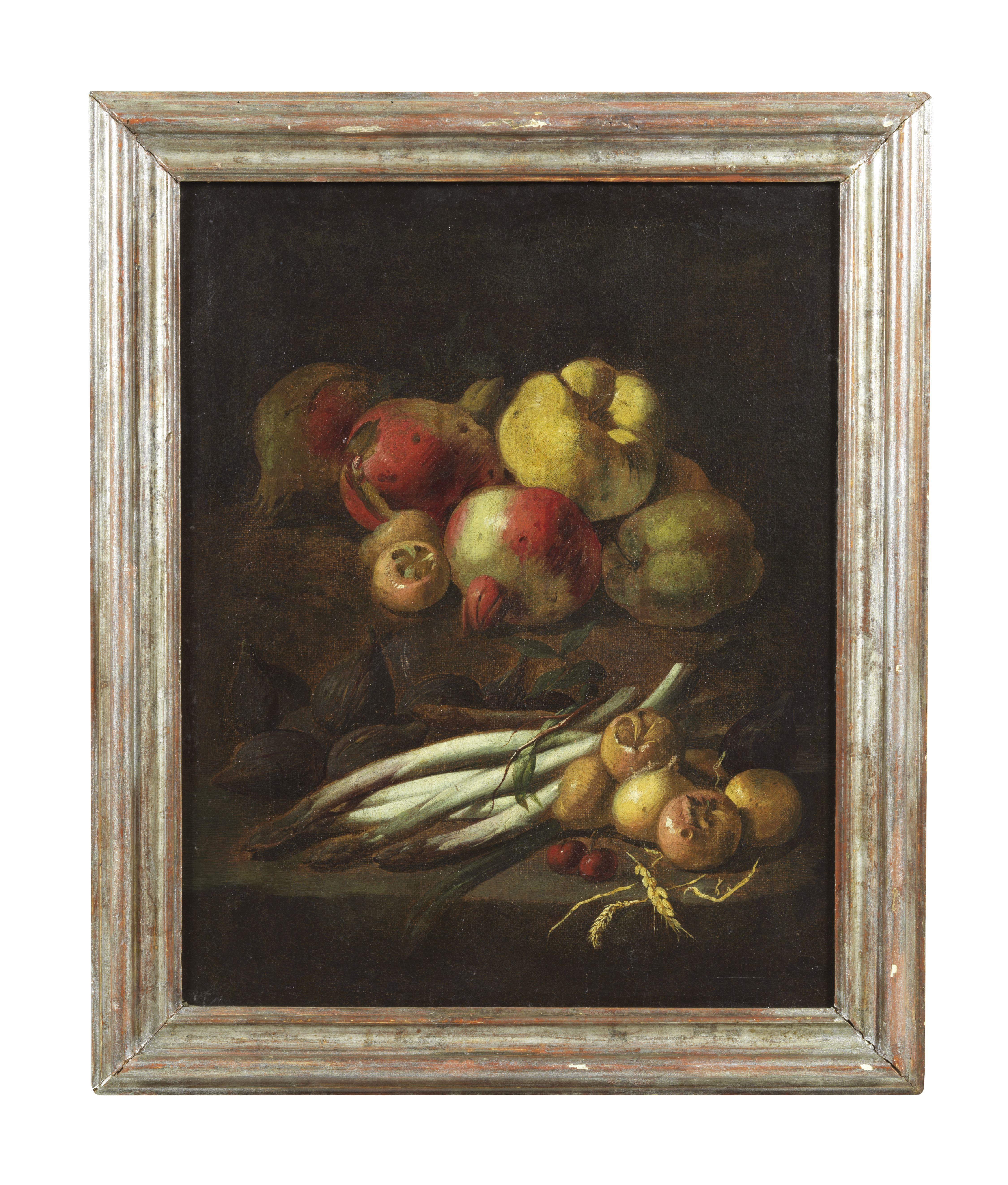 17th Century Still Life Angelo Maria Rossi Natura Morta Oil on Canvas Fruit in vendita 1