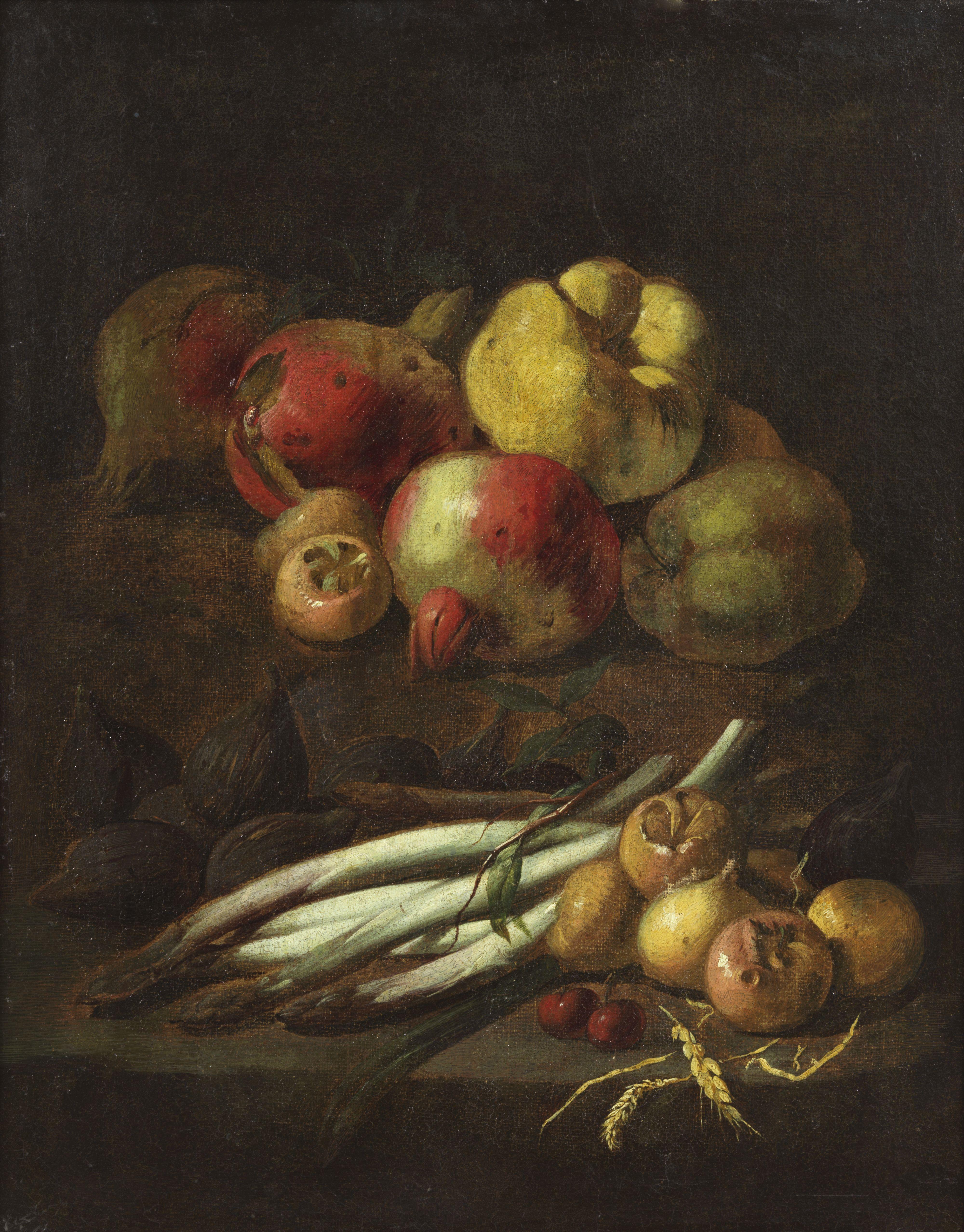 17th Century Still Life Angelo Maria Rossi Natura Morta Oil on Canvas Fruit in vendita 2