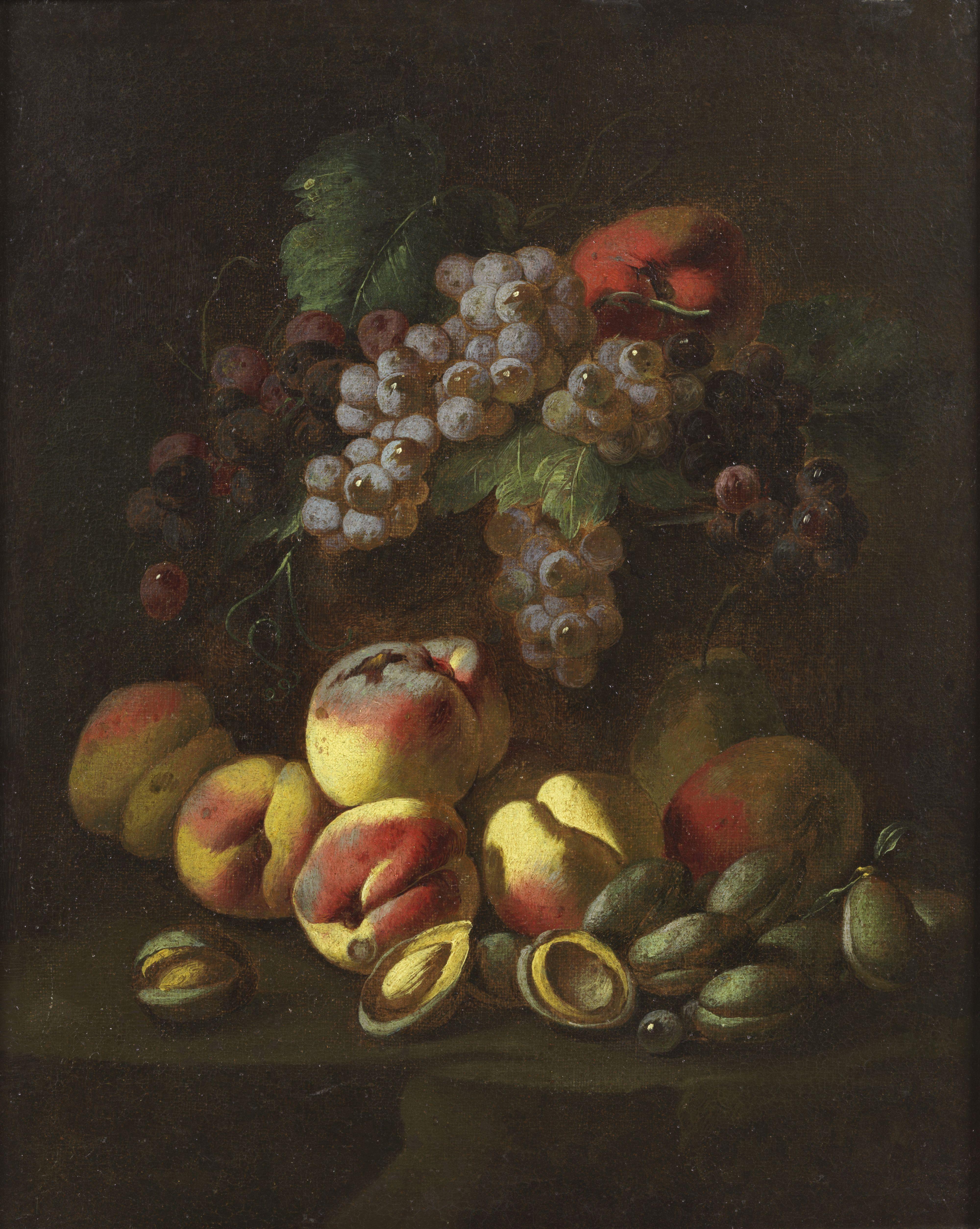 17th Century Still Life Angelo Maria Rossi Natura Morta Oil on Canvas Fruit in vendita 6