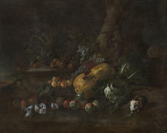 17th Century Still Life Angelo Rossi Still Life Fruit Guinea Pig Oil on Canvas