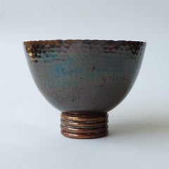 Angelo Molignoni Faenza Art Deco Vase aus gehämmertem Kupfer, Italien 1930er Jahre