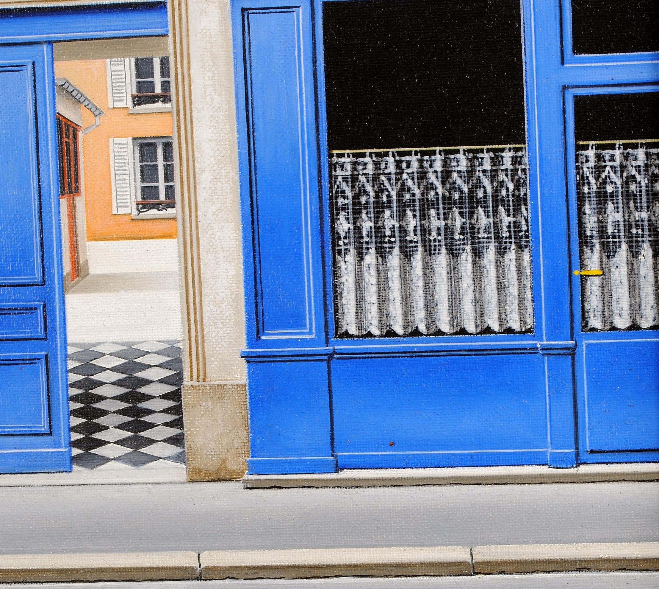 Parigi - Architettura di strada francese del 20° secolo Olio su tela in vendita 2