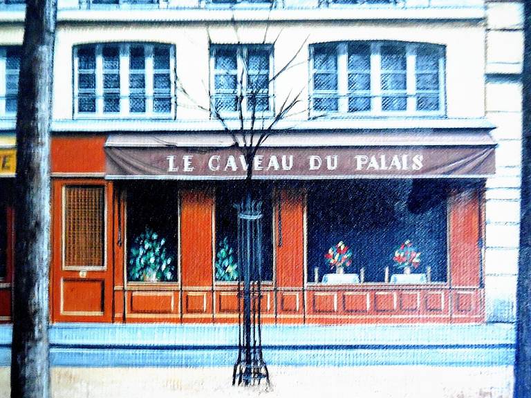 Place Dauphine, Parigi - Landscape Painting Marrone di Angelo Mozziconacci