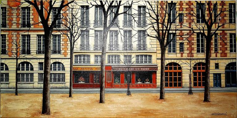 Angelo Mozziconacci Landscape Painting - Place Dauphine, Paris