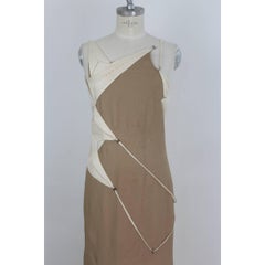 Angelo Mozzillo Beige Silk Long Maxi Evening Italian Dress, 1990s
