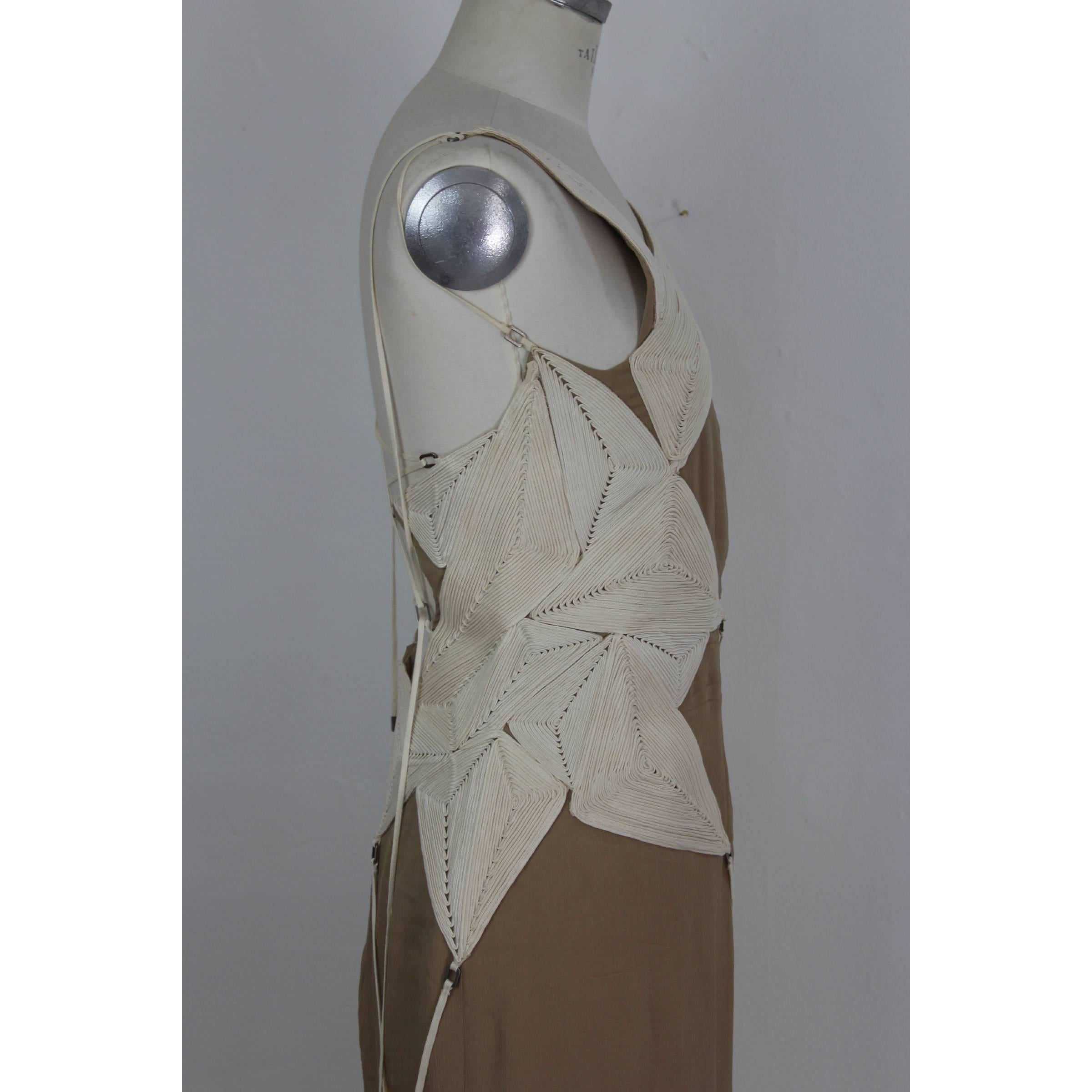 Angelo Mozzillo Beige Silk Long Maxi Evening Italian Dress, 1990s For Sale 1