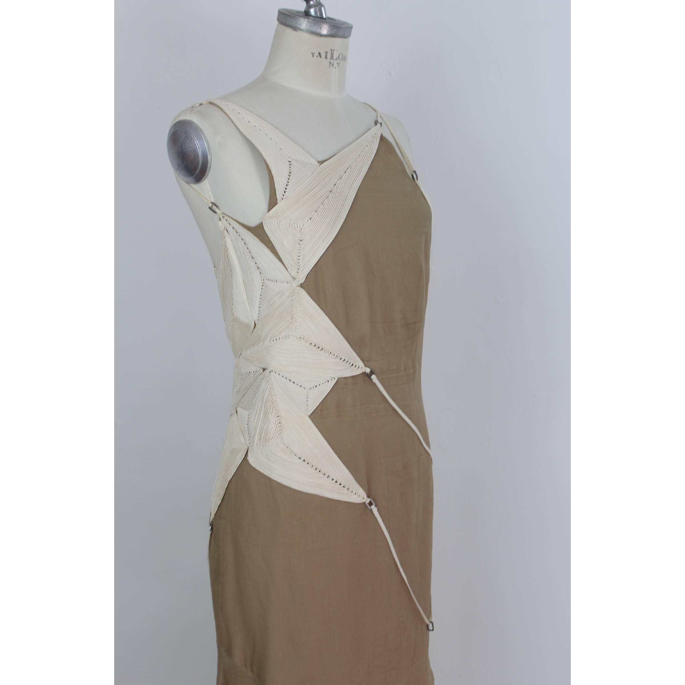 Angelo Mozzillo Beige Silk Long Maxi Evening Italian Dress, 1990s For Sale 3