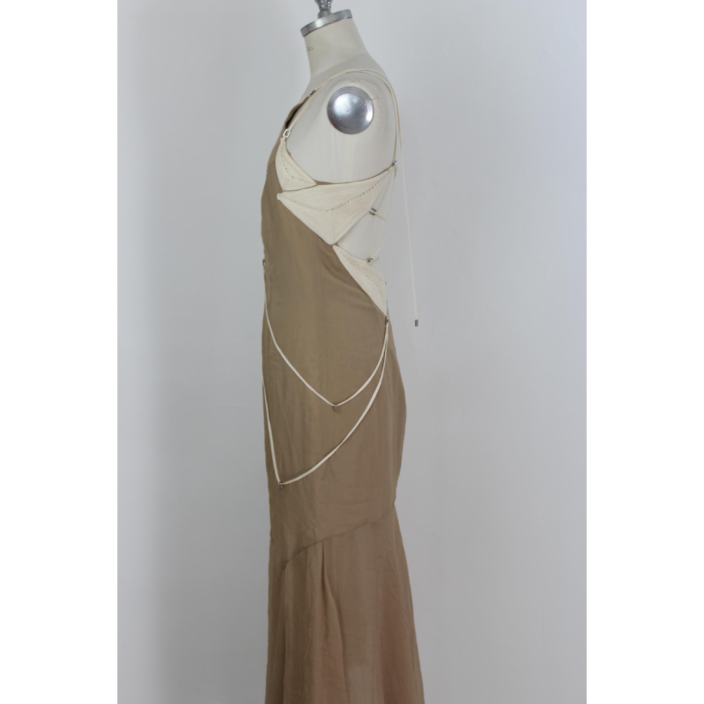 Angelo Mozzillo Dress Silk Long Maxi Evening Vintage Beige, 1990s 2