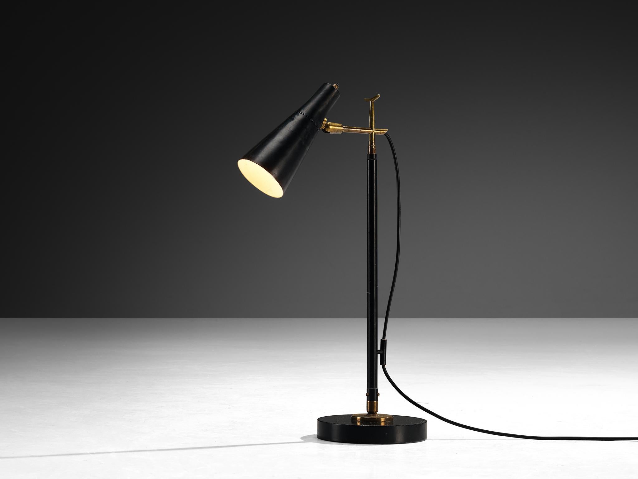 Mid-Century Modern Angelo Ostuni et Renato Forti pour O-Luce '201' Lampadaire ou lampe de table en noir en vente