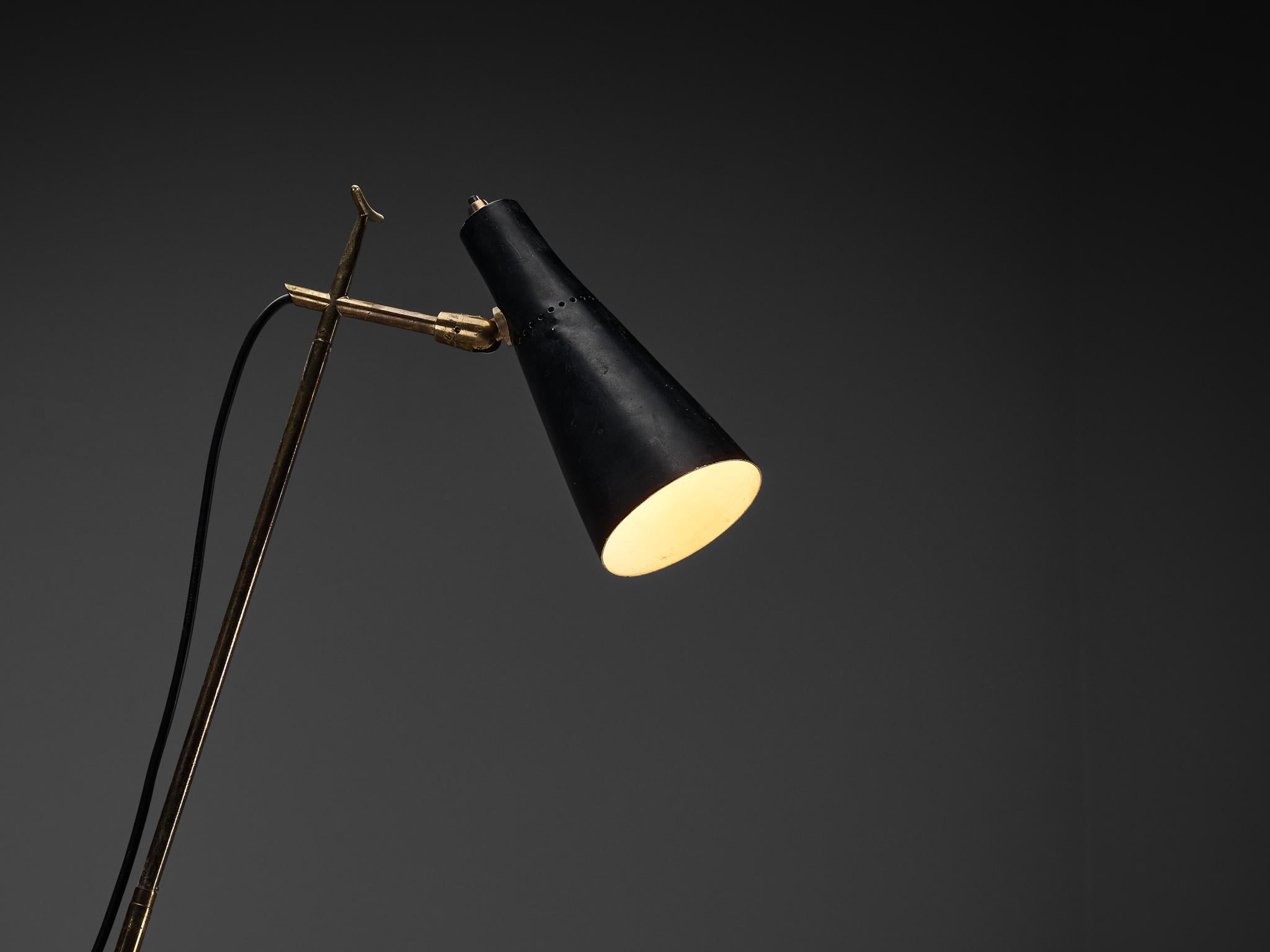 Angelo Ostuni und Renato Forti für O-Luce '201' Steh- oder Tischlampe in Schwarz (Moderne der Mitte des Jahrhunderts) im Angebot