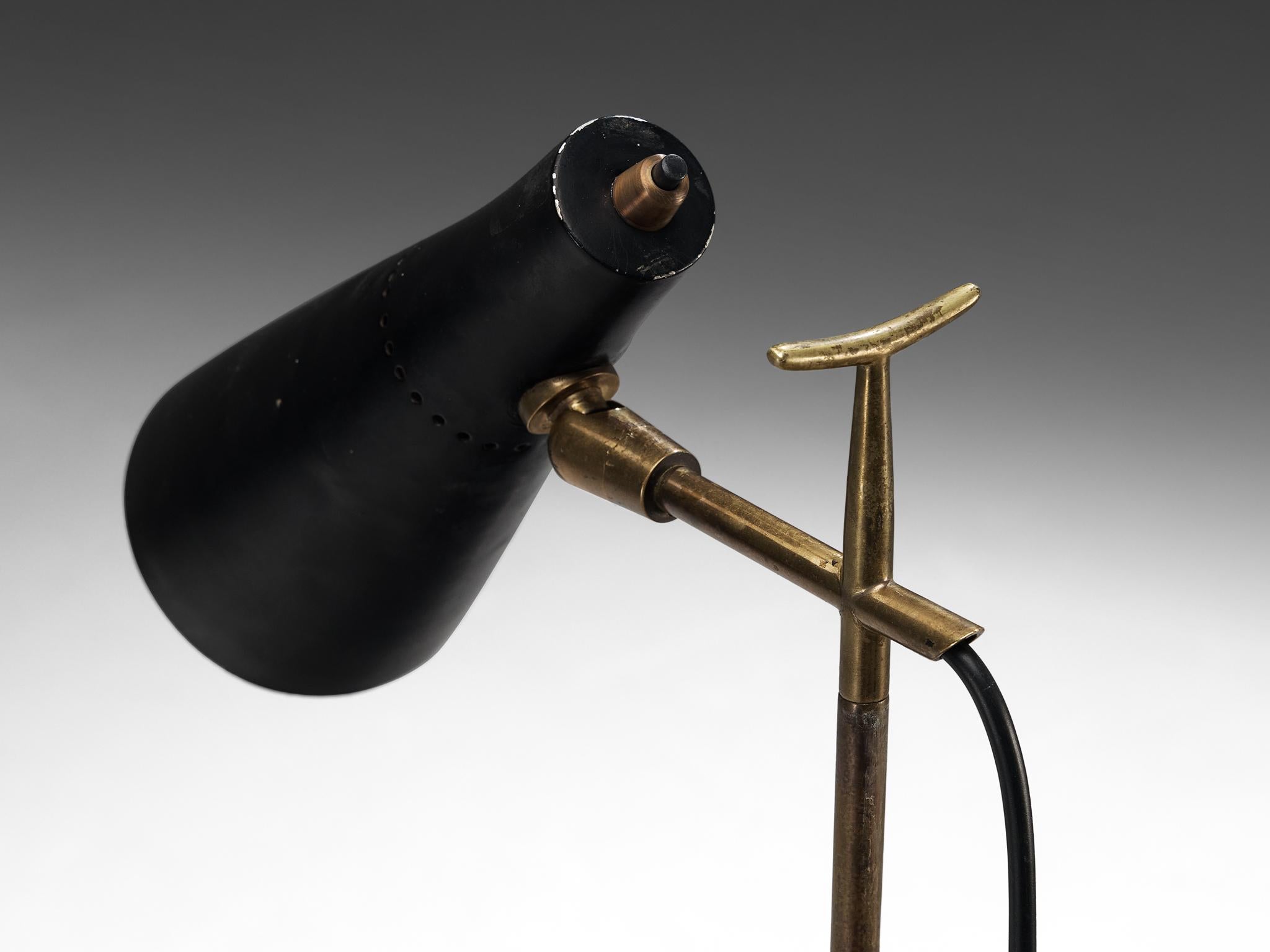 Angelo Ostuni und Renato Forti für O-Luce '201' Steh- oder Tischlampe in Schwarz (Mitte des 20. Jahrhunderts) im Angebot