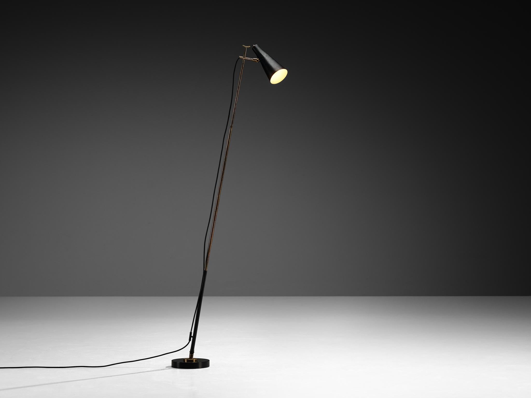 Aluminium Angelo Ostuni et Renato Forti pour O-Luce '201' Lampadaire ou lampe de table en noir en vente