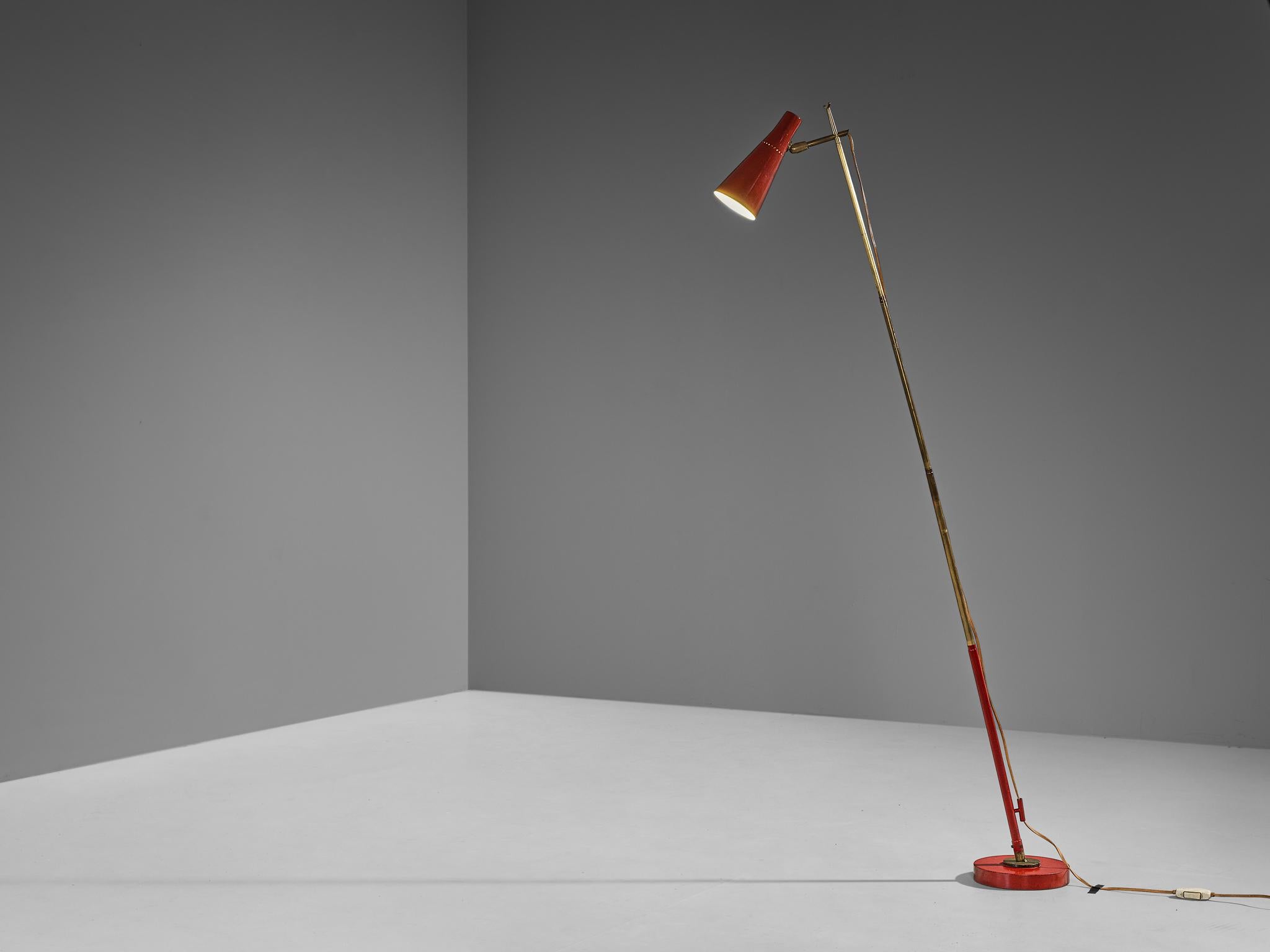Lampadaire ou lampe de table rouge Angelo Ostuni et Renato Forti pour O-Luce '201'  Bon état - En vente à Waalwijk, NL