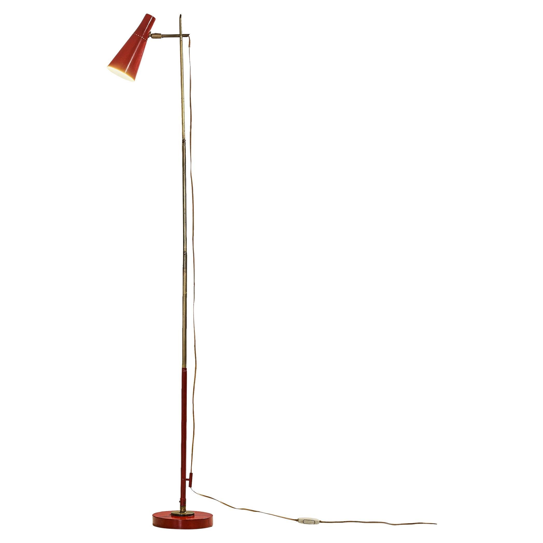 Angelo Ostuni and Renato Forti for O-Luce '201' Floor or Table Lamp in Red  For Sale