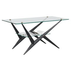Angelo Ostuni coffee table metal and glass Italy 1950