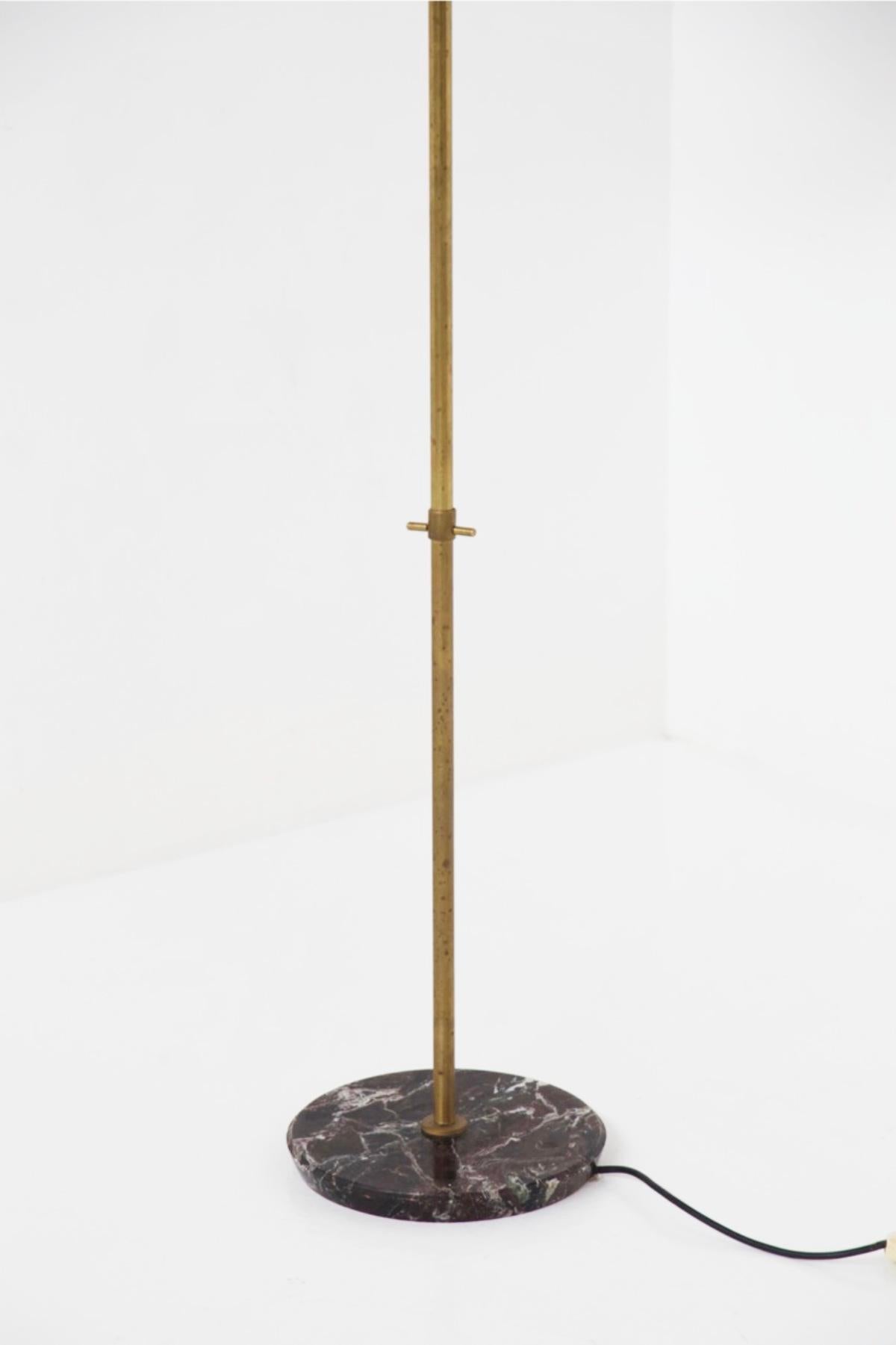 Mid-Century Modern Angelo Ostuni Floor Lamp in Marble and Brass 'Attr.' For Sale