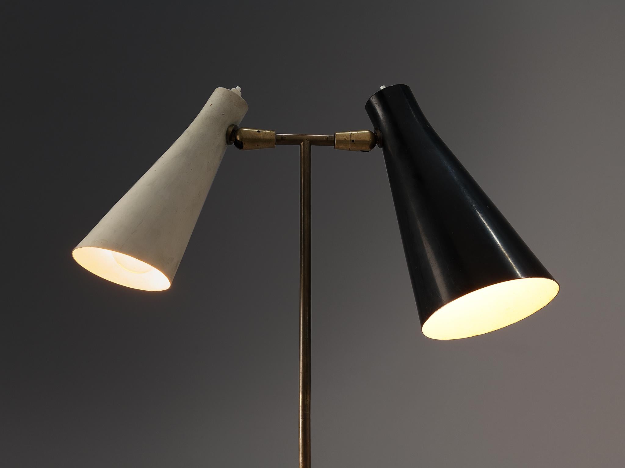 Mid-Century Modern Angelo Ostuni for O-Luce Floor Lamp in Brass and Marble