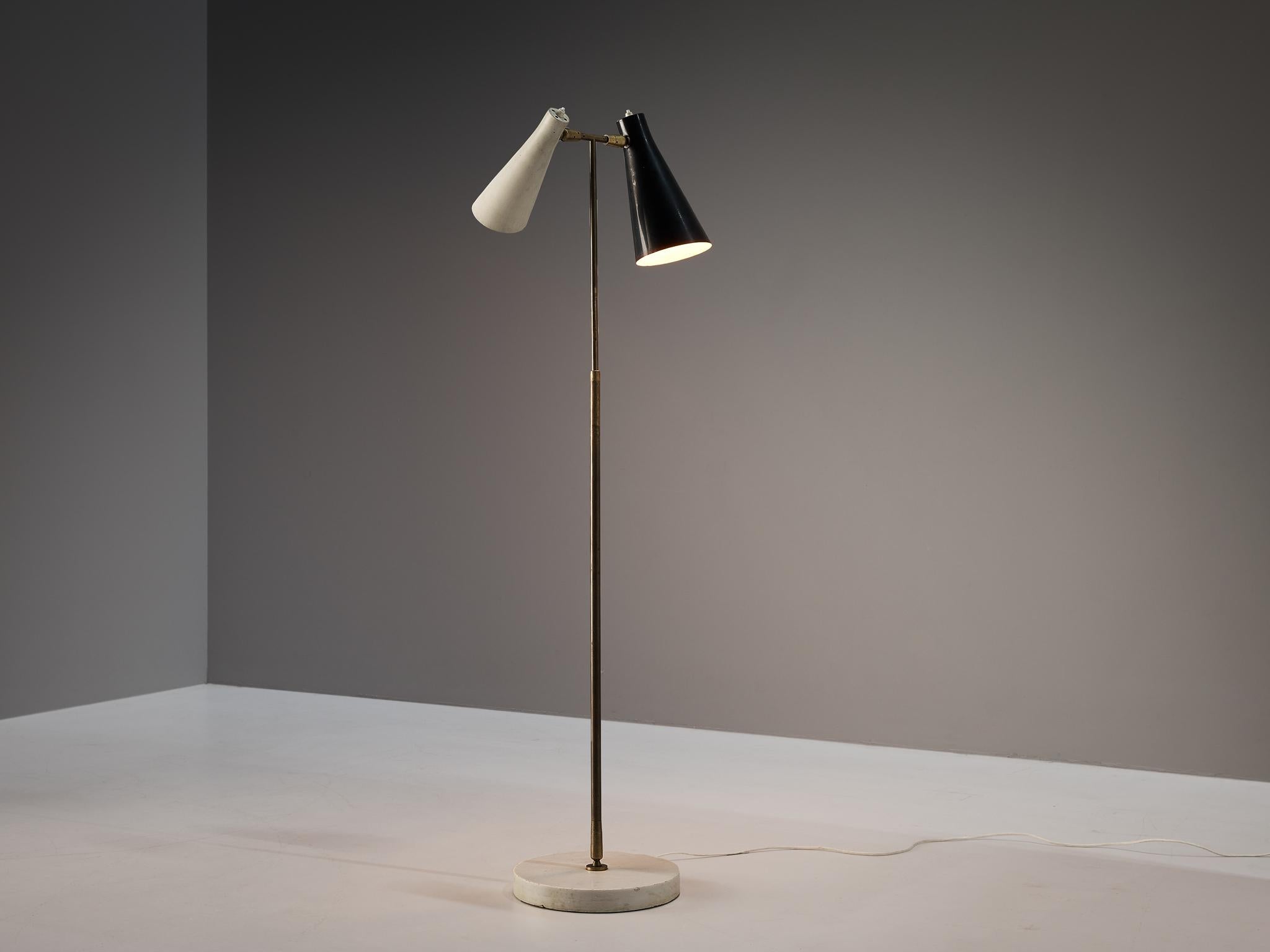 Mid-20th Century Angelo Ostuni for O-Luce Floor Lamp in Brass and Marble