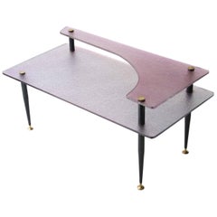 Angelo Ostuni Midcentury Modern Pink Black Metal Glass Italian Center Table, 1950