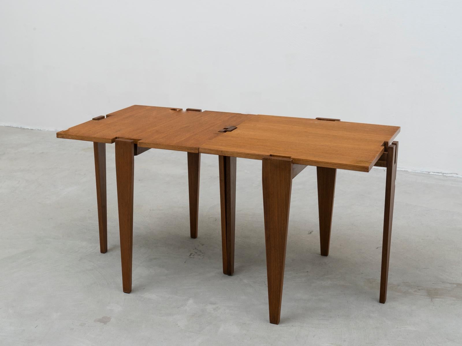 Italian Angelo Ostuni & Renato Forti Pair of Wood Combinable Side Tables for Frangi 1957 For Sale