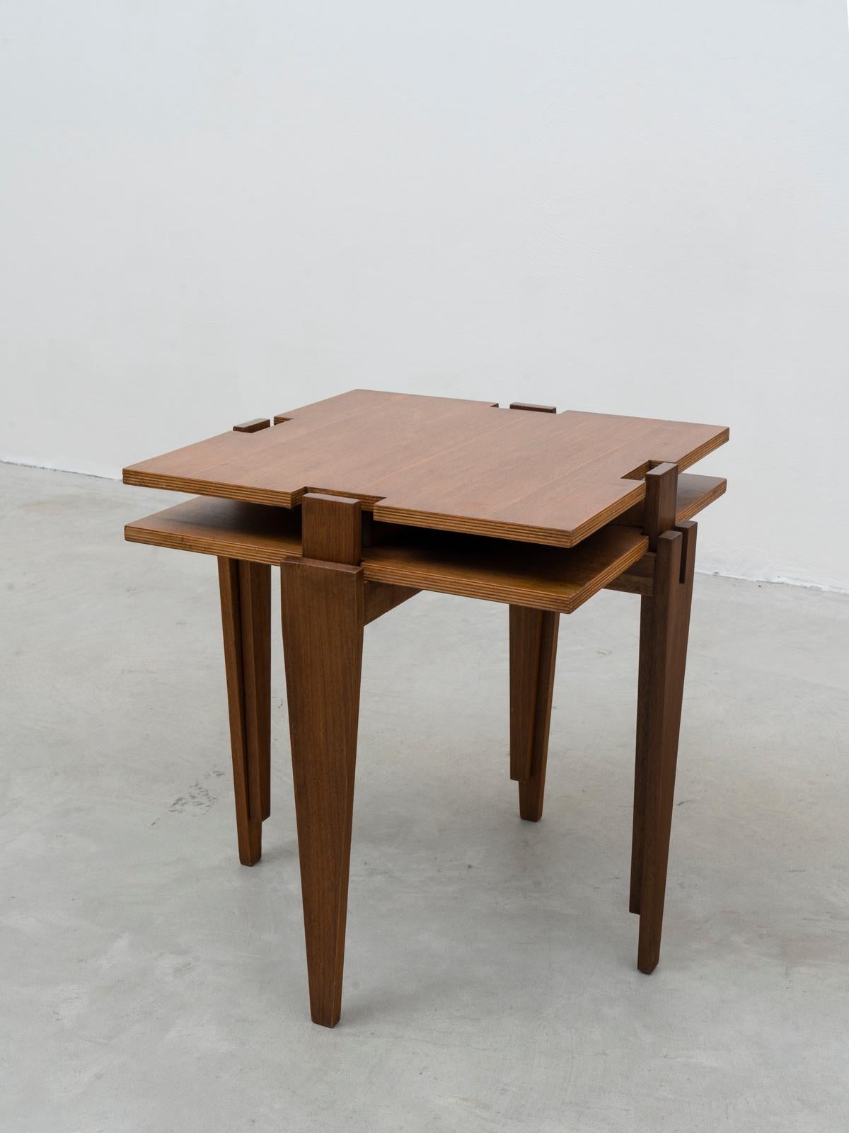 Mid-20th Century Angelo Ostuni & Renato Forti Pair of Wood Combinable Side Tables for Frangi 1957 For Sale