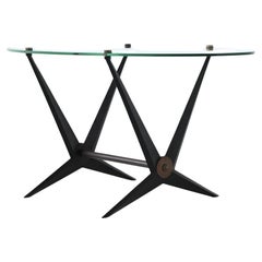 Angelo Ostuni oval coffee table metal and glass Italy 1950