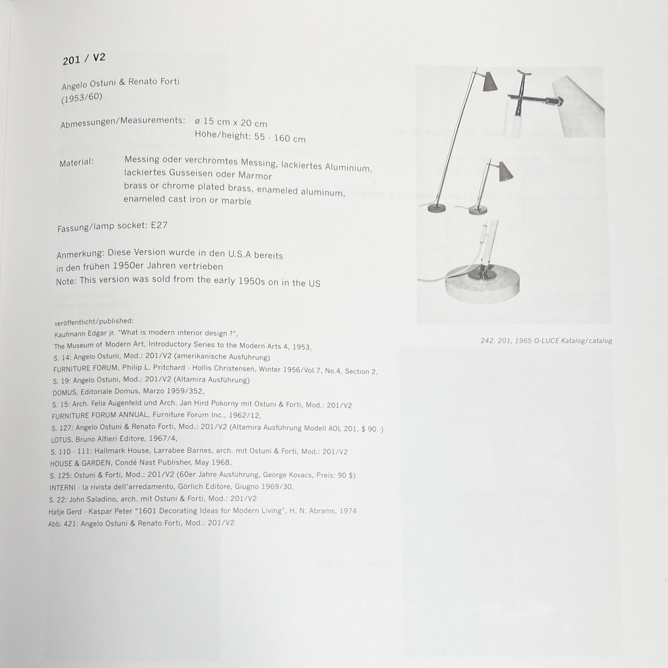 Angelo Ostuni & Renato Forti para Oluce, Lámpara de pie telescópica, Model No. 201, años 50 en venta 12