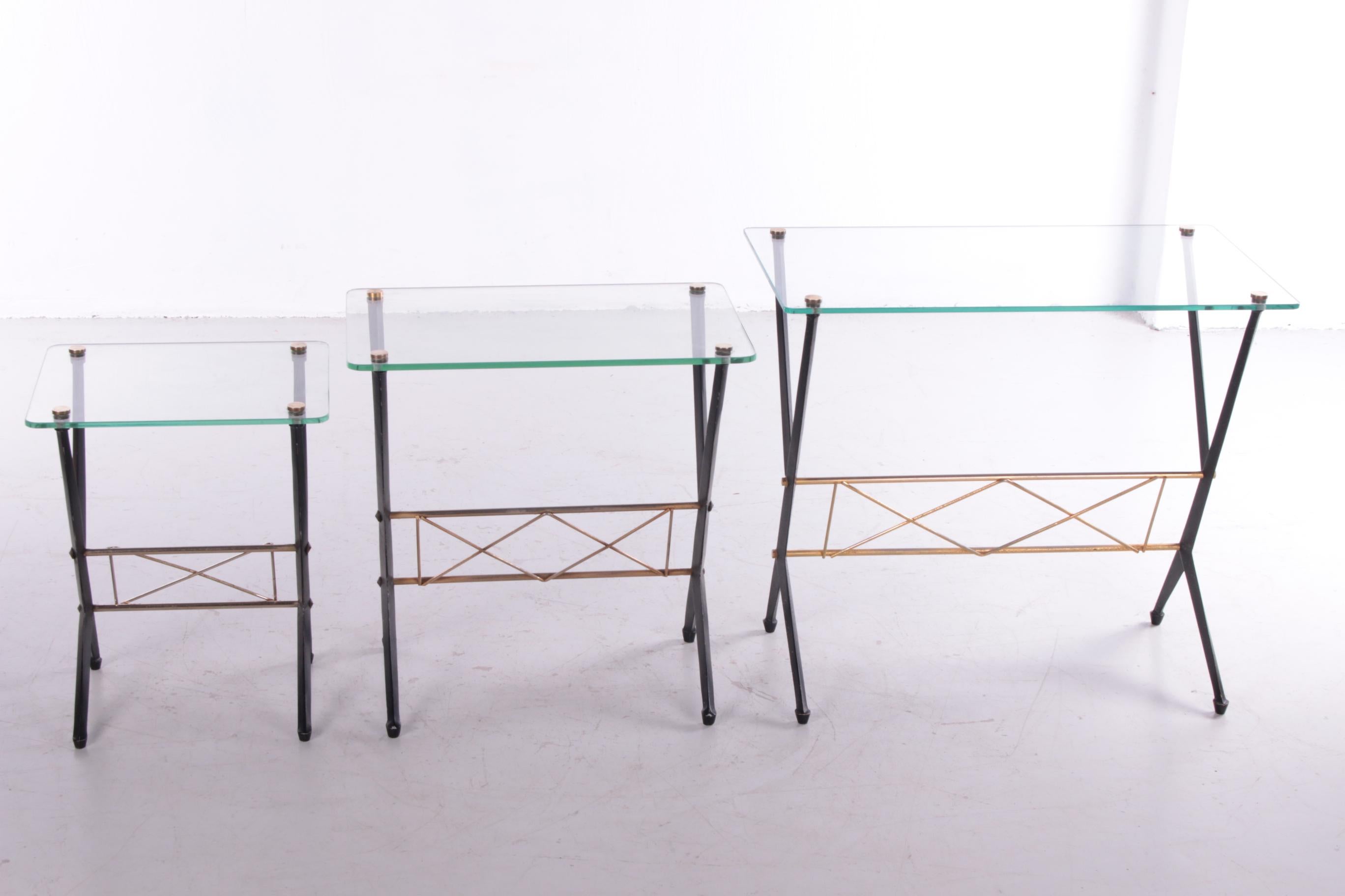 Metal Angelo Ostuni Set of 3 Side Tables, Italy 1950 For Sale