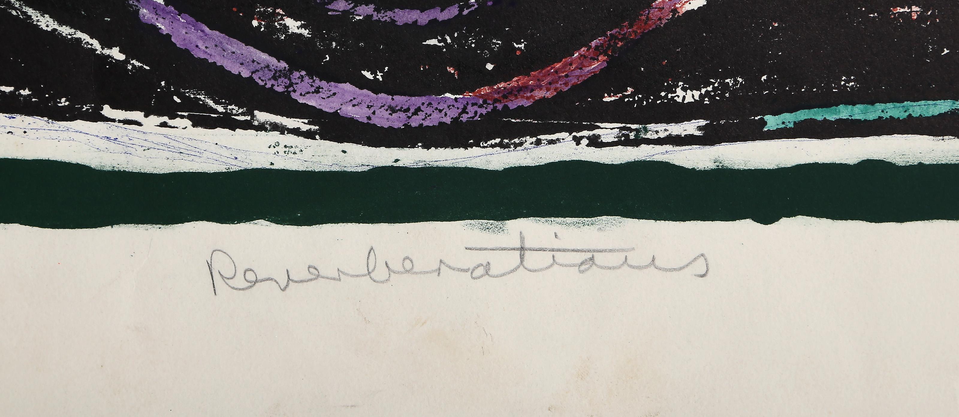 Angelo Ponce De Leon, Español (1925 - ) - Reverberaciones, Año:  hacia 1965, Medio:  Litografía coloreada a mano sobre BFK Rives, firmada, titulada y numerada a lápiz, Edición:  9/20, Tamaño de la imagen:  26,5 x 19,75 pulgadas, Tamaño:  76,2 x