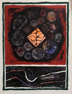 Reverberations, Handkolorierte Lithographie des abstrakten Expressionismus