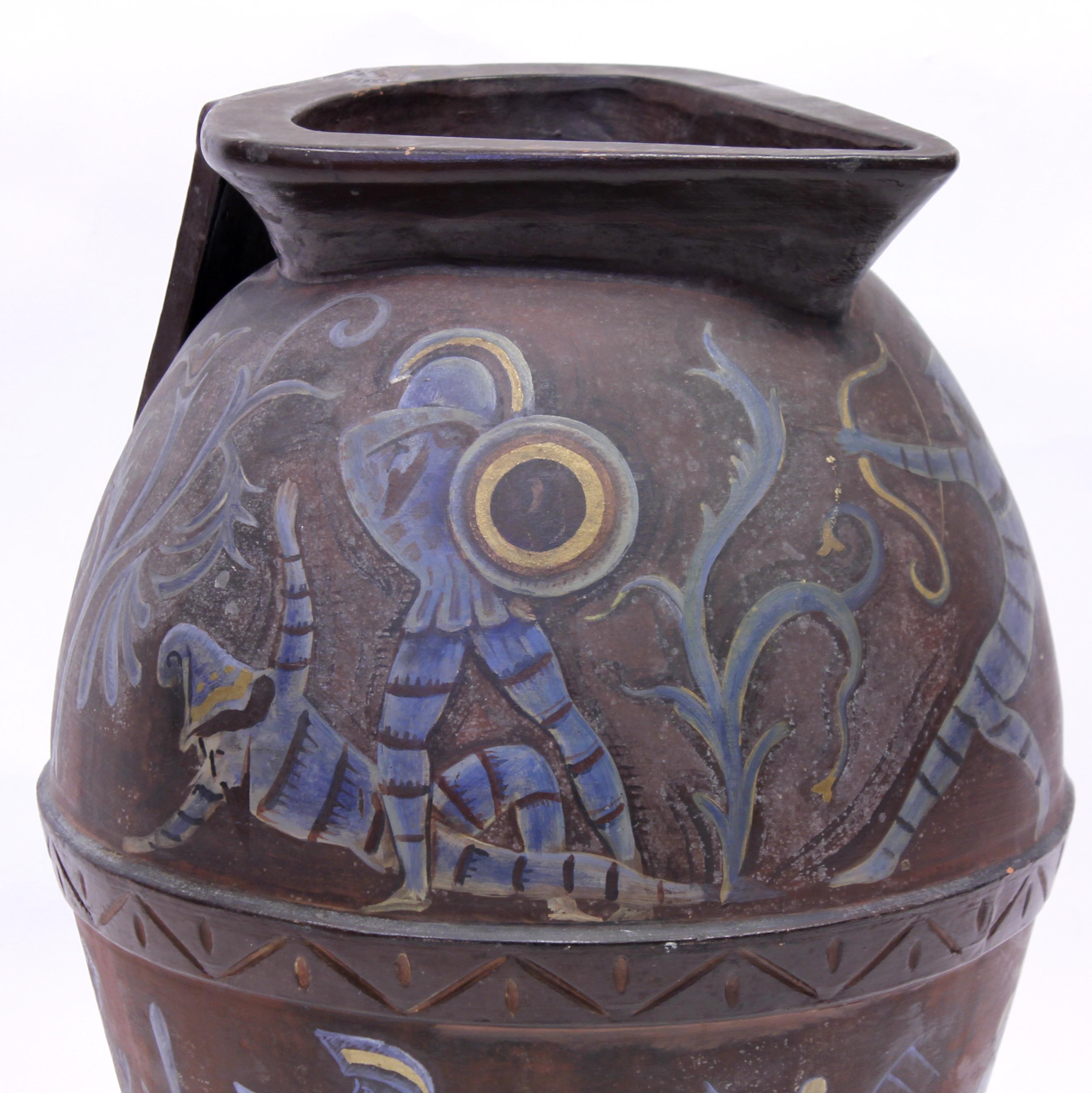 Angelo Ricceri, Large Painted Terracotta Urn / Olive Jar, Early 20th Century 6